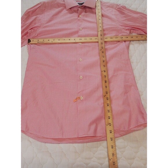 Men's Tattersall London Red Button Down Long Sleeve Shirt Size 15 (32/33) - Picture 11 of 14